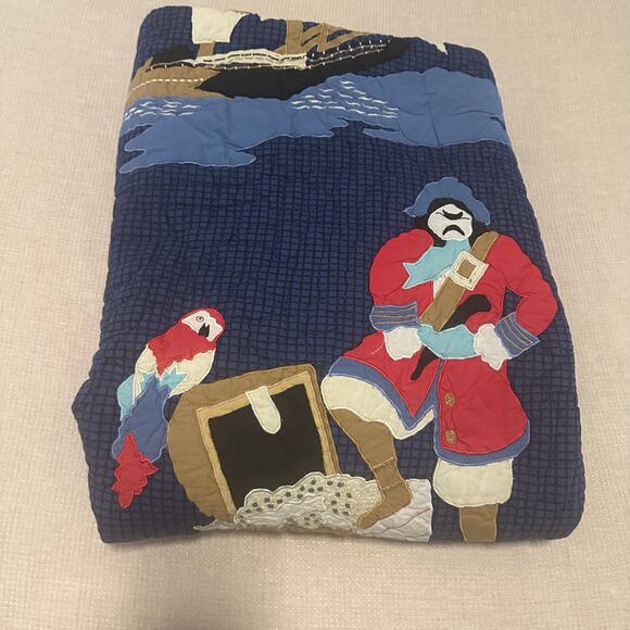 Freckles Twin Quilt Pirate Comforter Blanket Kids Room Nautical Pirateship Theme - Picture 2 of 9